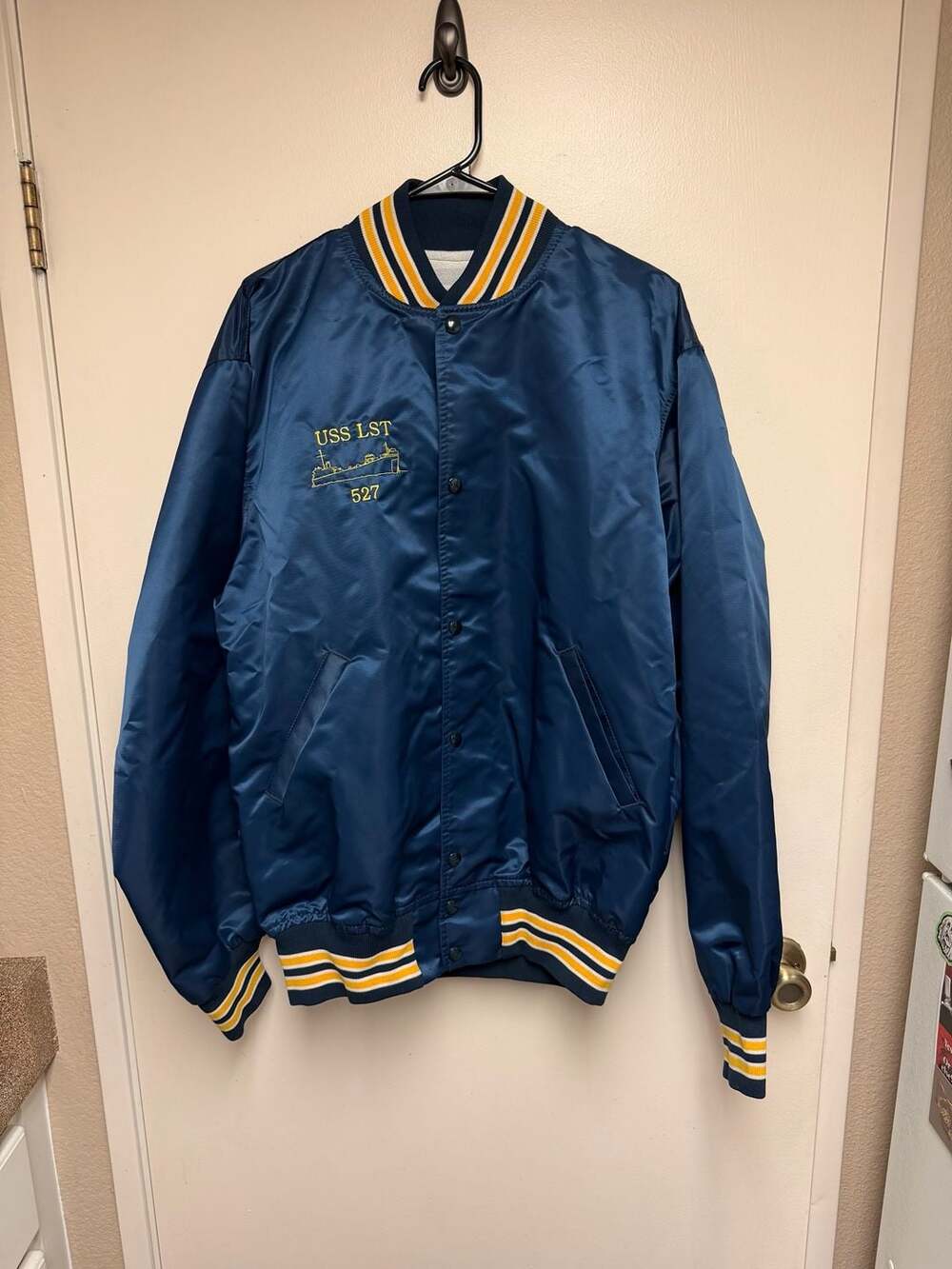 Vintage Game Sportswear US Navy USS LST 527 Satin Bomber Jacket